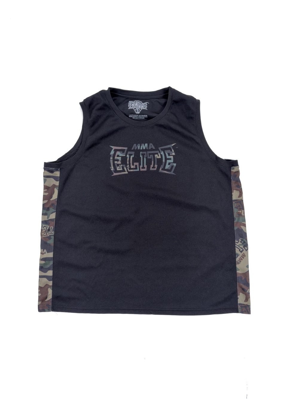 MMA Elite Tank Top Men's XL • Black Sleeveless Camouflage Activewear